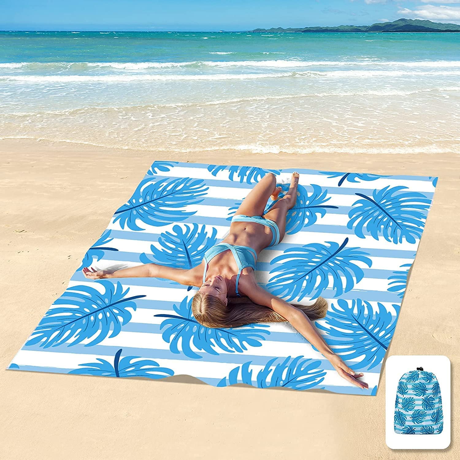Waterproof Beach Mat 220 x 165cm Oversized Outdoor Sand Free Beach Blanket