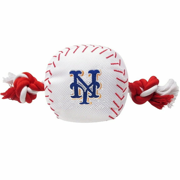 Pets First MLB New York Mets Nylon Baseball Rope Tug Toy, MLB Licensed, Heavy Duty and Durable Toy