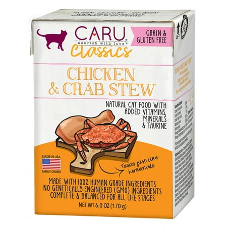 UPC: 0851395005626 | Caru Classics Chicken & Crab Stew Wet Cat Food – 6.0 oz