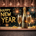 thumbnail image 6 of Gold Glitter Happy New Year Banner Fireworks Design New Year Display Champagne Theme Festive Gold Festive Backdrop for New Year Party Home Gathering New Year's Eve, 6 of 9