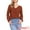 Orange Brown, variant on DARING DIVA Women's Elegant Casual V Neck Long Sleeve Blouse XS Orange Brown