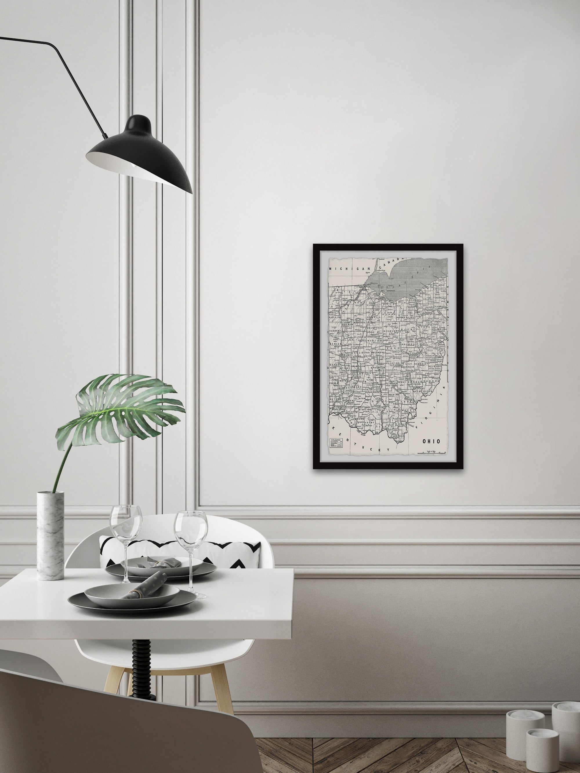 Marmont Hill Map of Ohio Counties Framed Wall Art, 1.50" x 8.00"