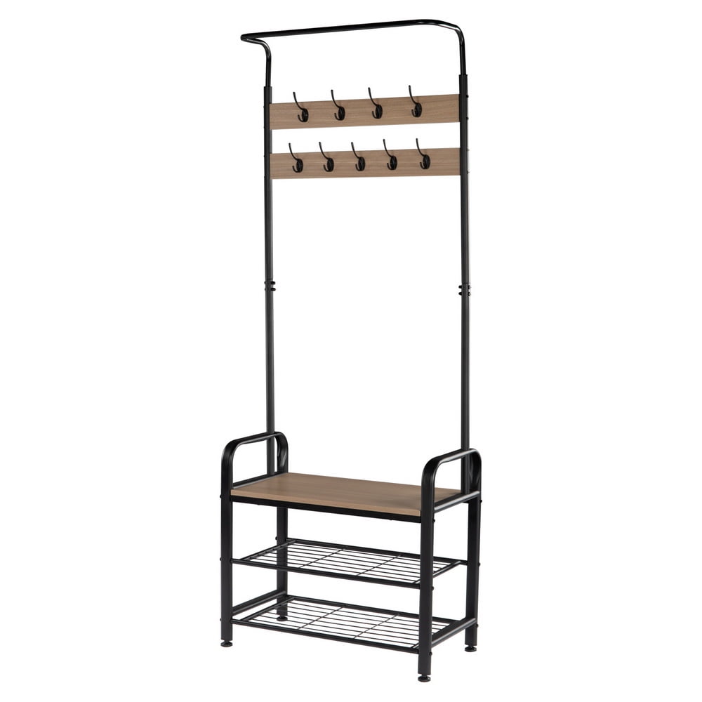 Brongsleet Coat Rack Shoe Bench Metal Hall Tree Bench 9 Hooks