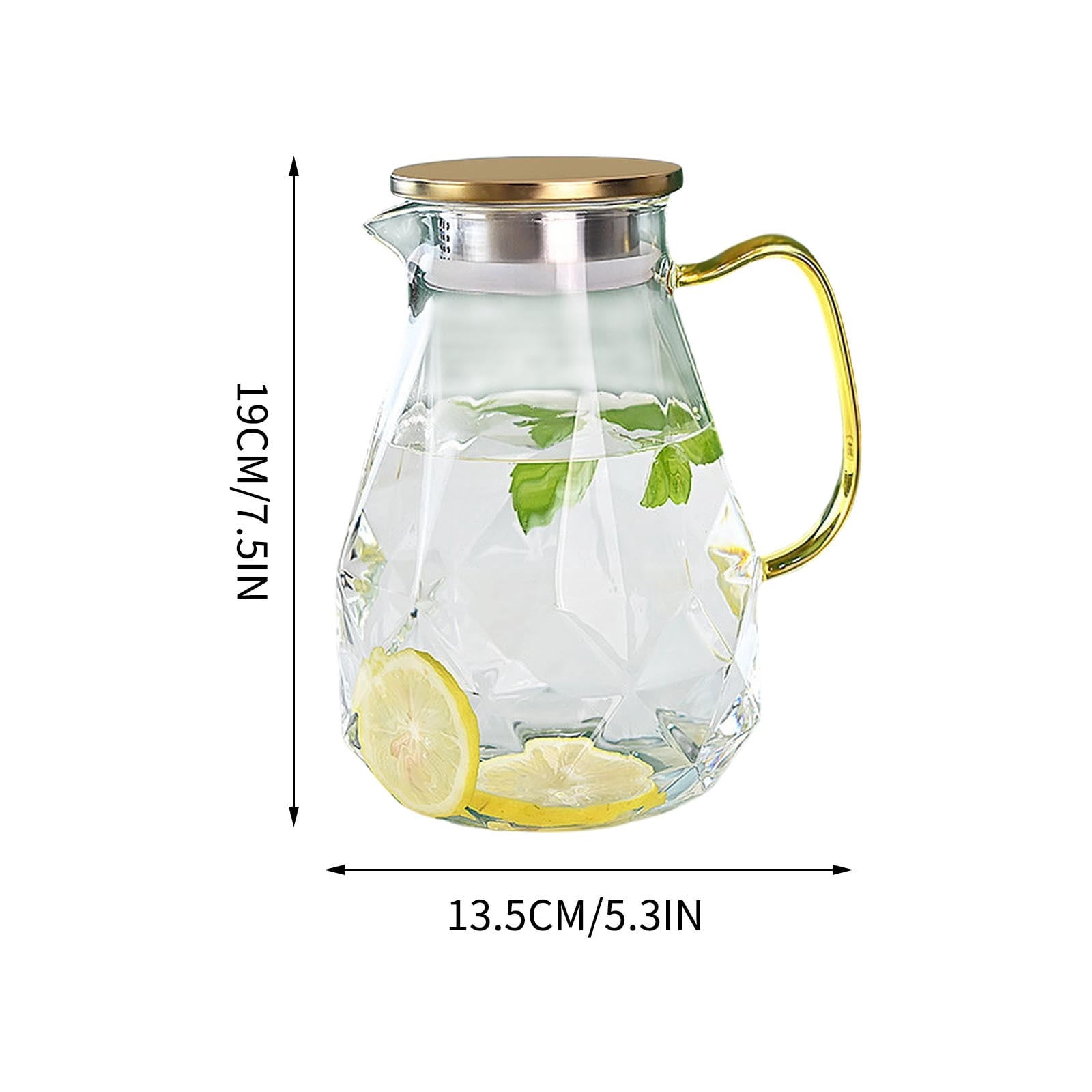 Thickened Large-Capacity Diamond Glass Water Bottle with Stainless Steel Lid - Safe, Durable Design for Hydration and Stylish Serving
