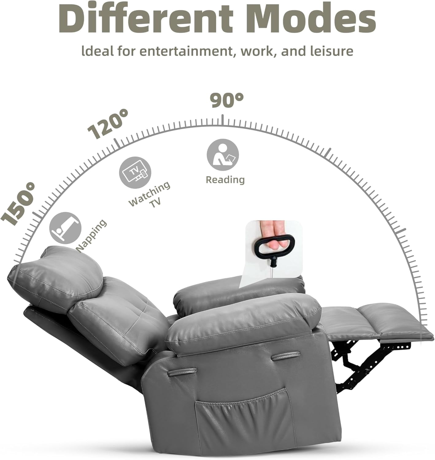 Garvee Oversized Recliner Chair – Faux PU Leather Large Manual Recliner for Adults – Ultra-Comfortable Lazy Chair with 1.5X Sponge Filling & Easy Recline Mechanism for Relaxation