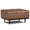 thumbnail image 5 of Simpli Home Mariah 34 inch Wide Contemporary Rectangle Coffee Table Storage Ottoman in Distressed Saddle Brown Vegan Faux Leather, 5 of 17