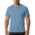 thumbnail image 6 of Paiwinds Men's Casual Short Sleeve Henley Shirt with Button Placket, Round Neck T-Shirt Top for Daily Wear, Black, 6 of 8