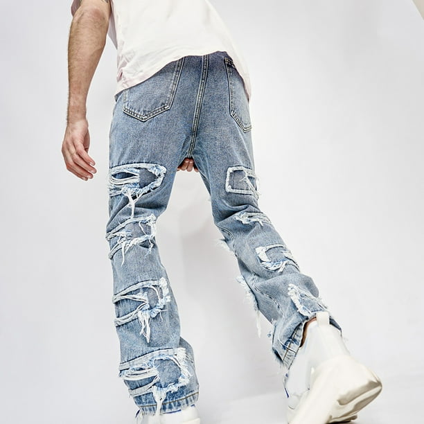 Jeans for Men 2023 Classic Moto Casual Denim Cotton Straight Ripped Hole  Trousers Jeans Pants Full Length Pants Mens' Judy Blue Jeans on Clearance 