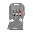 thumbnail image 2 of Wowcloth Women's Plus Size Christmas Print Fleece-Lined Top, Long Sleeve Round Neck Warm Shirt for Winter Daily Casual Wear, 2 of 5