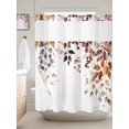 thumbnail image 3 of No Hook Shower Curtain Set with Snap in Liner, Brown Eucalyptus Leaves Plant Waterproof Bathroom Curtain with See Through Top Window, Spring Swirling Leaf Double Shower Curtains for Bathtub, 3 of 9