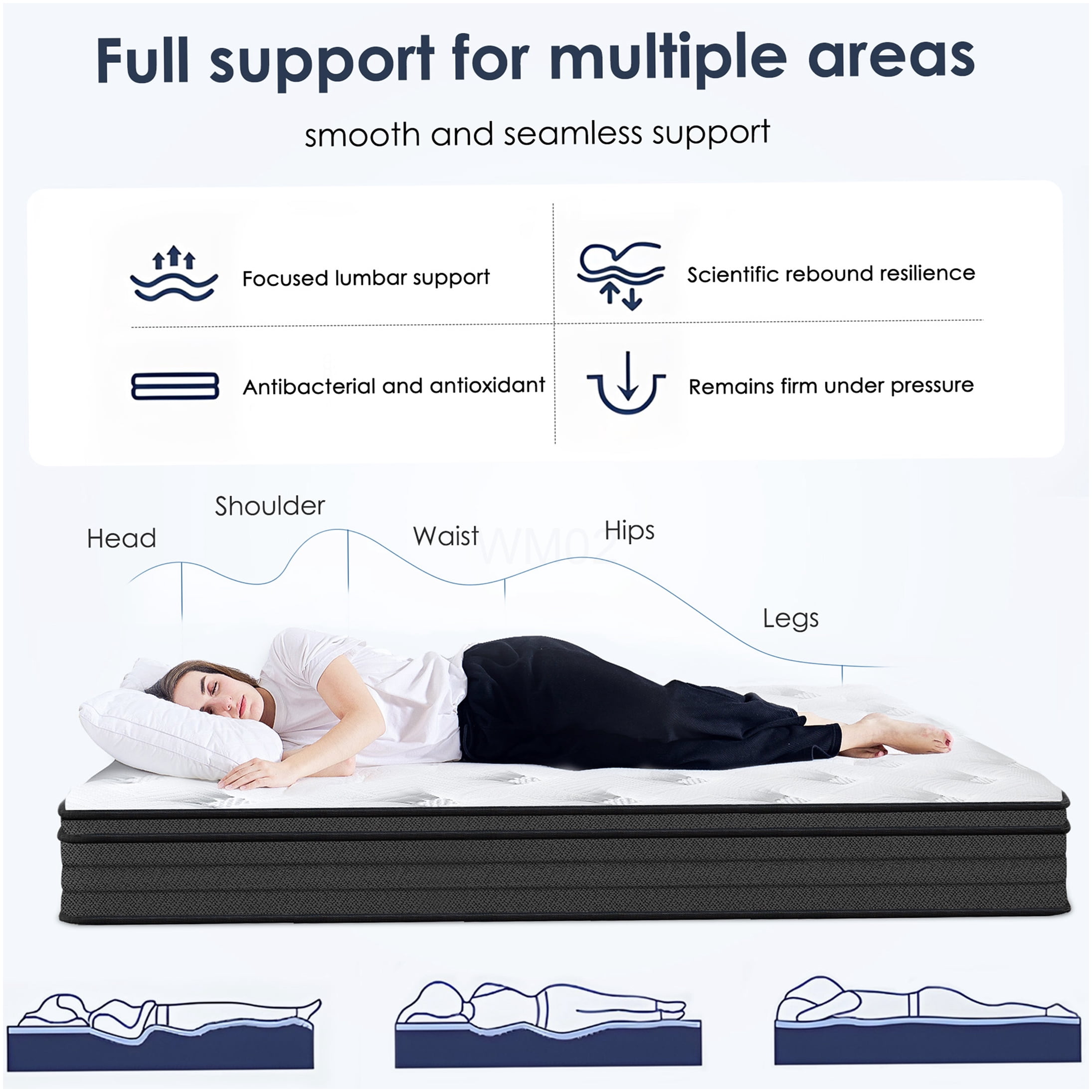 10 Inch King Hybrid Mattress, Medium Firm Gel Memory Foam & Pocket Springs, Cooling Support, Motion Isolation, Edge Support, CertiPUR-US, Bed in a Box