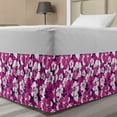 thumbnail image 1 of Violet Bed Skirt, Aloha Hawaiian Graphic Illustrated Abstract Hibiscus Overlapping Printing, Elastic Bedskirt Dust Ruffle Wrap Around for Bedding Decor, 4 Sizes, White Hot Pink Purple, by Ambesonne, 1 of 2