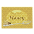 thumbnail image 1 of Honeycomb Cutting Board, Bee on a Spoon Full of Honey on Geometric Background Pattern Hive Theme, Decorative Tempered Glass Cutting and Serving Board, in 3 Sizes, by Ambesonne, 1 of 2