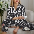 thumbnail image 6 of Salouo In Pizza We Crust Art Pattern Women's Pajamas Set Long Sleeve Button Down Sleepwear Soft Pj Lounge Sets for women 2 Piece Pjs Set with Long Pants-Small, 6 of 7