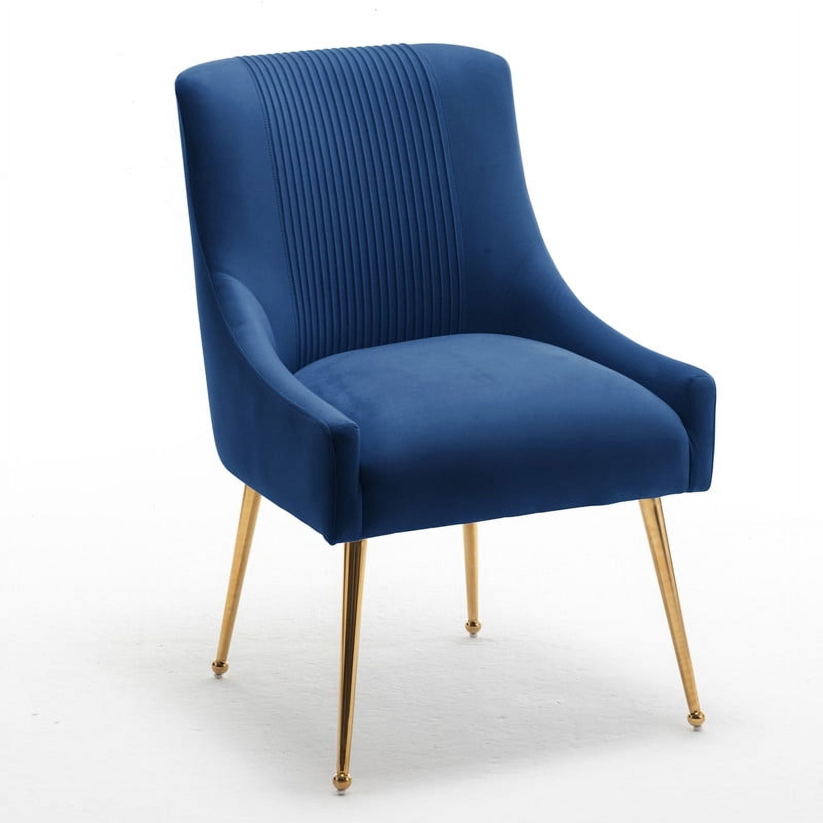 SEYNAR Modern Glam Boucle Pleated Velvet Accent Dining Chair, Set of 6 for Living Room with Rear Handle（Navy）