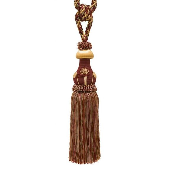 DECOPRO Exquisite Curtain Tassel Tieback with Floral Design - Elegant Handmade Drapery Accessory, Tassel Length 12" (30.5cm), Spread 32" (81cm) # TBBL1, #5716 Sold Individually