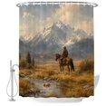 thumbnail image 2 of Western Cowboy Shower Curtains for Bathroom, Modern Dinosaur Forest Mountains Waterproof Fabric Shower Curtain, Decorative Bathroom Curtain for Bathtub, 72"x72", No Hooks Included, 2 of 9