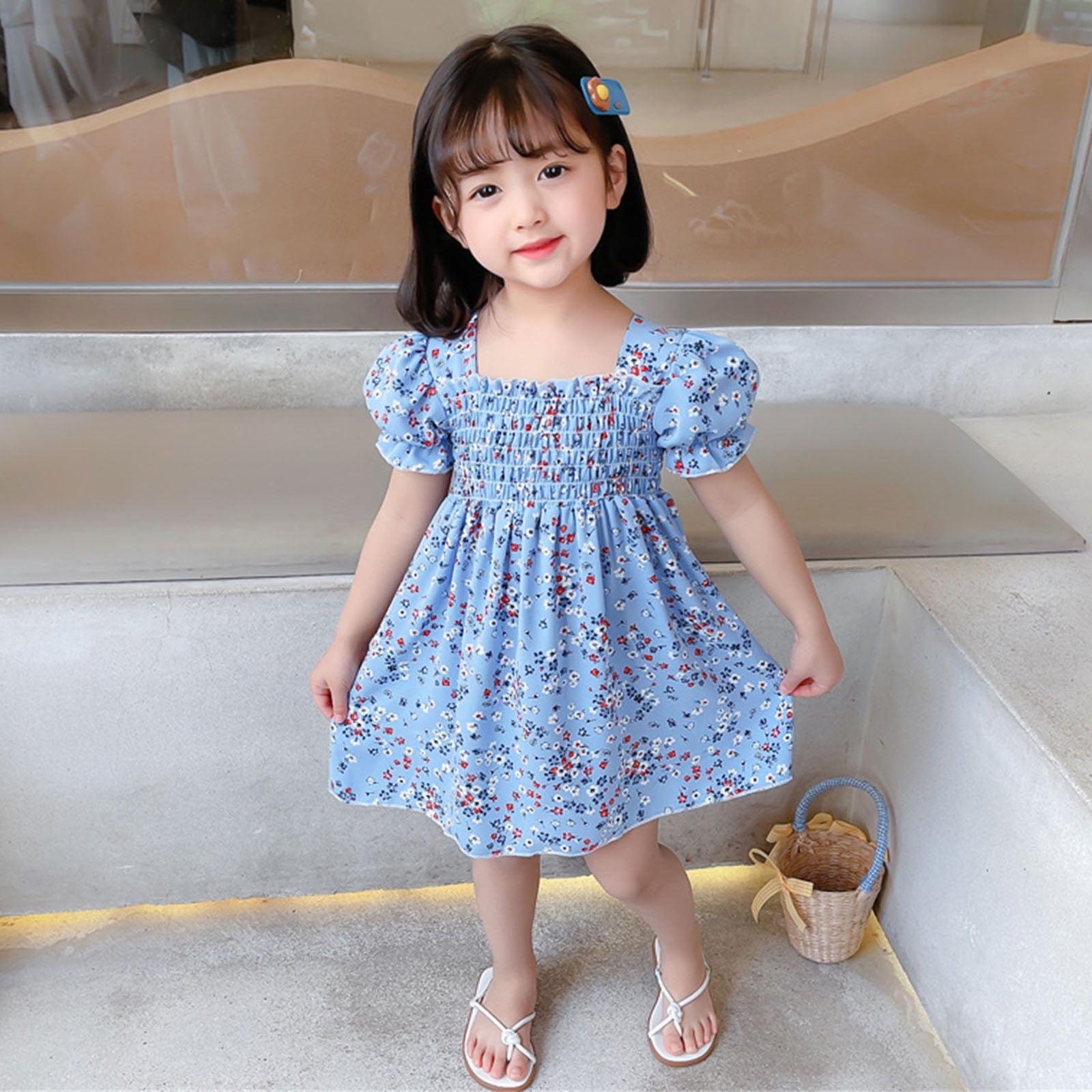 Baby Girl Clothes Toddler Girls Short Sleeve Beach Dresses Kids Floral Printed Princess Dress Clothes Walmart