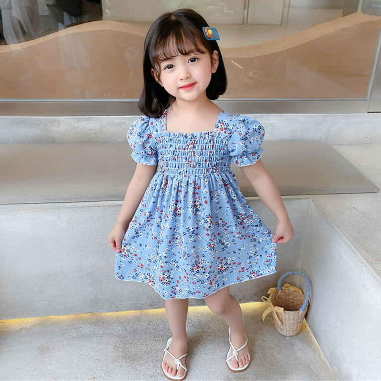 Hunpta Toddler Girls Short Sleeve Beach Dresses Kids Floral Printed  Princess Dress Clothes - Walmart.com
