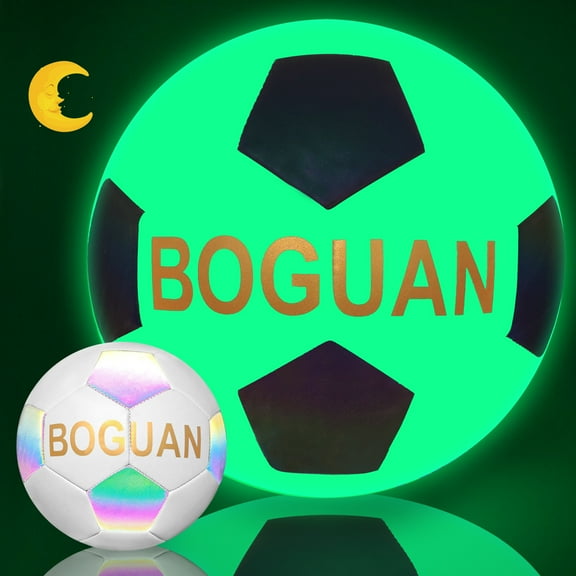 Glow in The Dark Soccer Ball Size 5 -Extra Pump and Needles - Holographic Reflective Balls Perfect Gift Choice for Men,Women,Adults,Teen Boy and Gilrs-Indoor/Outdoor Training