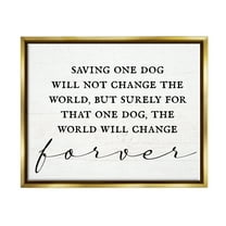Stupell Industries Uplifting Rescue Dog Phrase Inspirational Painting Gold Floater Framed Canvas Art Print Wall Art, 21 x 17