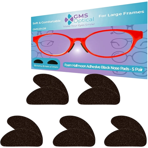 GMSO Adhesive Halfmoon Black Foam Nose Pads19mm x 8mm x 1mm (5Pair)