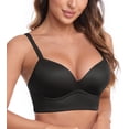 thumbnail image 3 of Exerin Bras for Women Plunge Wirefree Pullover Push Up Comfortable Padded Plus Size Bra(Black,36DD), 3 of 7