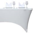 thumbnail image 4 of BalsaCircle 4 Feet Rectangular Spandex Fitted Elastic Stretchable Tablecloth Ivory, 4 of 6