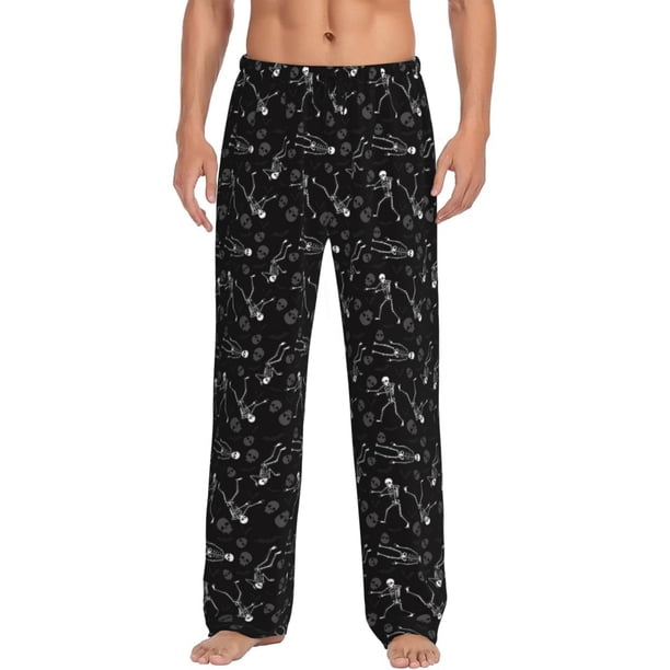 Balery Cute Skull Pantalones de pijama para hombre, pijama ultraligero, pantalón de descanso-Large