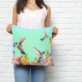thumbnail image 3 of Throw Pillow Covers 18x18 Inch, Teal Green Hummingbirds Decorative Pillow Cases for Couch Sofa Bed, Spring Watercolor Flowers Plant Cotton Linen Square Home Decor Pillowcases with Hidden Zipper, 3 of 7