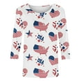 thumbnail image 6 of FAVIPT Vintage Fourth of July Shirts Women 3/4 Length Sleeve Round Neck Tunic Tees American Flag Patriotic Print Blouses Casual Fashion Shirts Multicolor,XXXXXL, 6 of 6