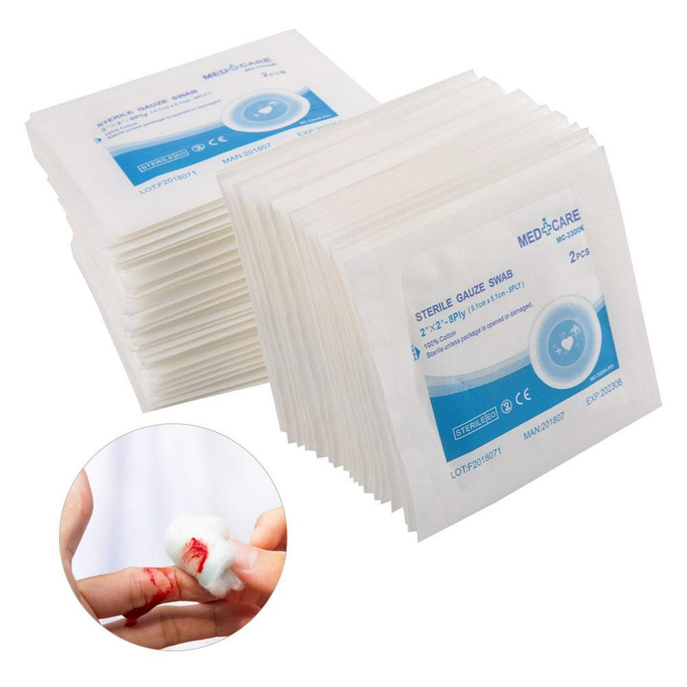 Tebru Sterile NonAdherent Pads,100 Cotton first aid waterproof wound