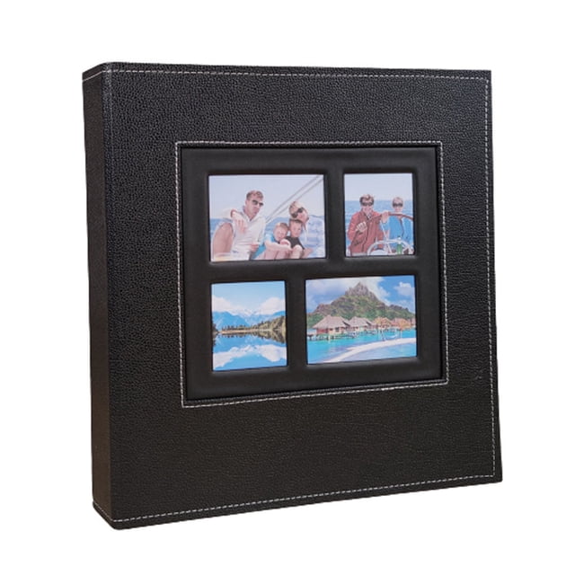 Inteprter Álbum de inserción de 6 pulgadas PU de gran capacidad para bodas, fiestas, familia, colección de fotos, negocio en casa, libro de Almacenamiento y organización del hogar Negro Inteprter HA073909-01