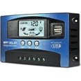 thumbnail image 1 of 100A MPPT Solar Charge Controller, 12V/ 24V Solar Panel Battery Intelligent Regulator with Dual USB Port, LCD Display and Timer Setting ON/Off H, 1 of 7