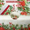 thumbnail image 4 of Christmas Holly Poinsettia Print Tablecloth Waterproof Berry Red Ribbon Rectangle Holiday Table Cloth for Dining Room,60×84 inch, 4 of 5