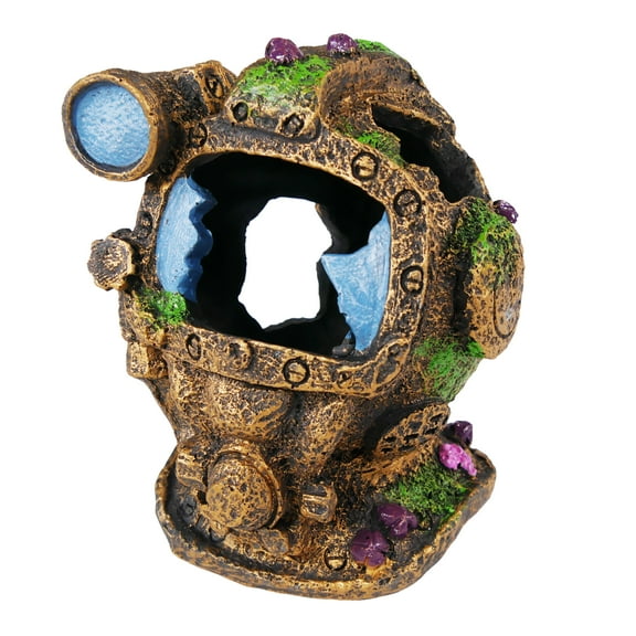 Penn-Plax Deco-Replicas Sunken Garden Diver Helmet Aquarium Ornament - Fish Tank Decoration - Small