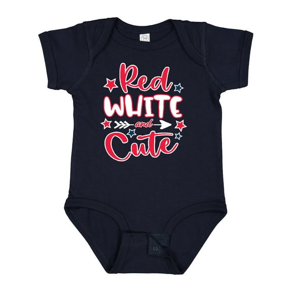 Inktastic 4th of July Red White and Cute with Arrow and Stars Boys or Girls Baby Bodysuit
