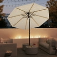 thumbnail image 2 of Gymax 10 FT Solar Patio Umbrella w/96 Multi-colored LED Lights & 9 Modes Vented Top Beige, 2 of 10