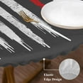 thumbnail image 3 of American Flag Round Tablecloth, Fitted Table Cover with Elastic for 36"-44" Round Tables, Retro US Flag Baseball Stars Gray Table Cloth Outdoor Indoor Dinning Party Waterproof Tablecloths, 3 of 7