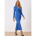 thumbnail image 4 of DARING DIVA Sweater Ribbed Knit Bodycon Long Maxi Fishtail Dress M Blue, 4 of 6