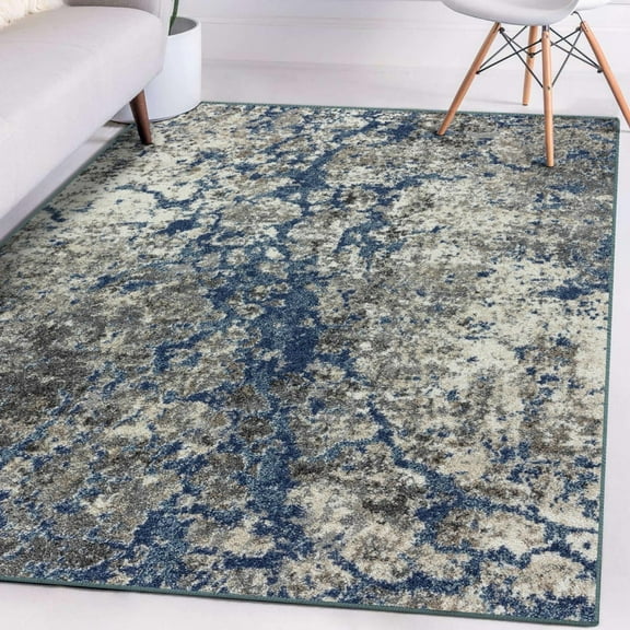 LUXE WEAVERS Modern Coastal Abstract Blue 8x10 Area Rug for Living Room and Bedroom