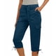 thumbnail image 2 of Pantalones de Cintura Elástica para Mujeres Color Sólido Ropa Casual Bolsillos de Longitud Completa Capris Mujeres Cintura Elástica Capris, 2 of 5