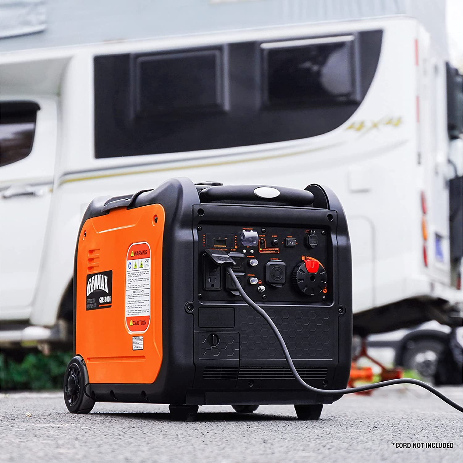 GENMAX Portable Inverter Generator，5500W Ultra-quiet Gas Engine with Electric Start, EPA Compliant, Eco-Mode Feature, Ultra Lightweight for Backup Home Use & Camping (GM5500i)