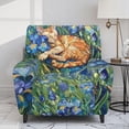thumbnail image 2 of Garronmavis Cat Blue Flower Oil Painting Recliner Cover with Storage Pocket Lazy Boy Recliner Covers Non-Slip Sofa Slipcover Stain Against Washable Reclining Chair Cover for Living Room Bedroom, 2 of 7