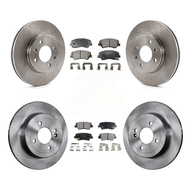 Transit Auto Front Rear Disc Brake Rotors and Semi-Metallic Pads Kit for Car Hyundai Accent Kia Rio K8F-101438