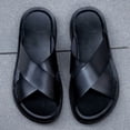 thumbnail image 5 of Men's Plus Size Solid Color Cross Strap Slide Sandals, Casual Outdoor Non-Slip Beach Slippers, Comfortable Walking Shoes for Men, Perfect for Summer Outings and Daily Wear, 5 of 9