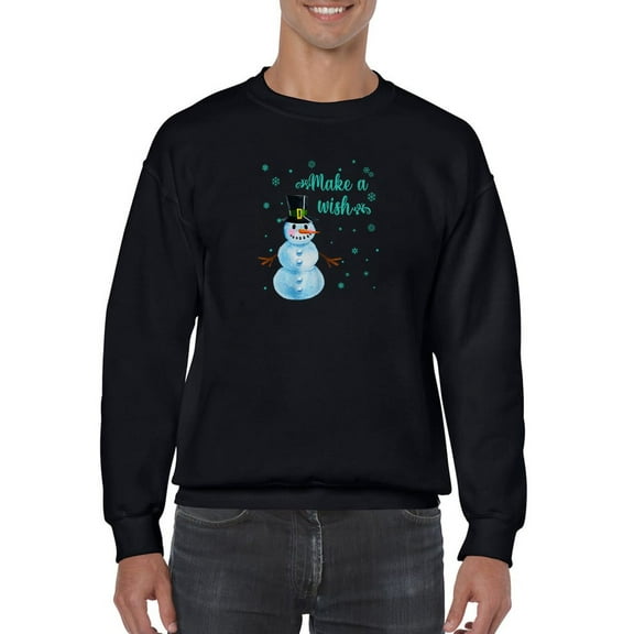 Snowman Make A Wish Sweatshirt Men -Smartprints Designs, Male Medium
