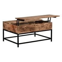 Pemberly Row Industrial Wood & Iron LiftTop Coffee Table Natural Burnt & Black