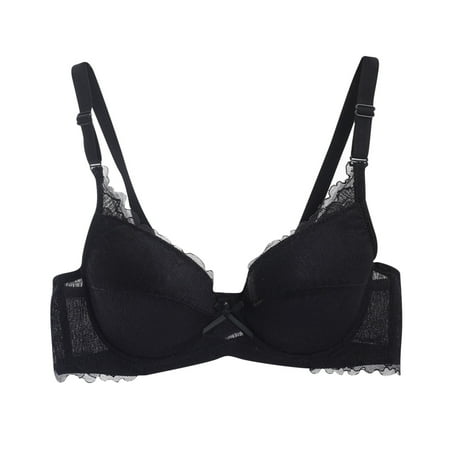 Summer Savings Clearance 2025! Loopsun Plus Size Bras for Women  Womens Oversized Bra Ultra Thin without Sponge Lingerie and Lace Large Chest Appears Smaller Black L