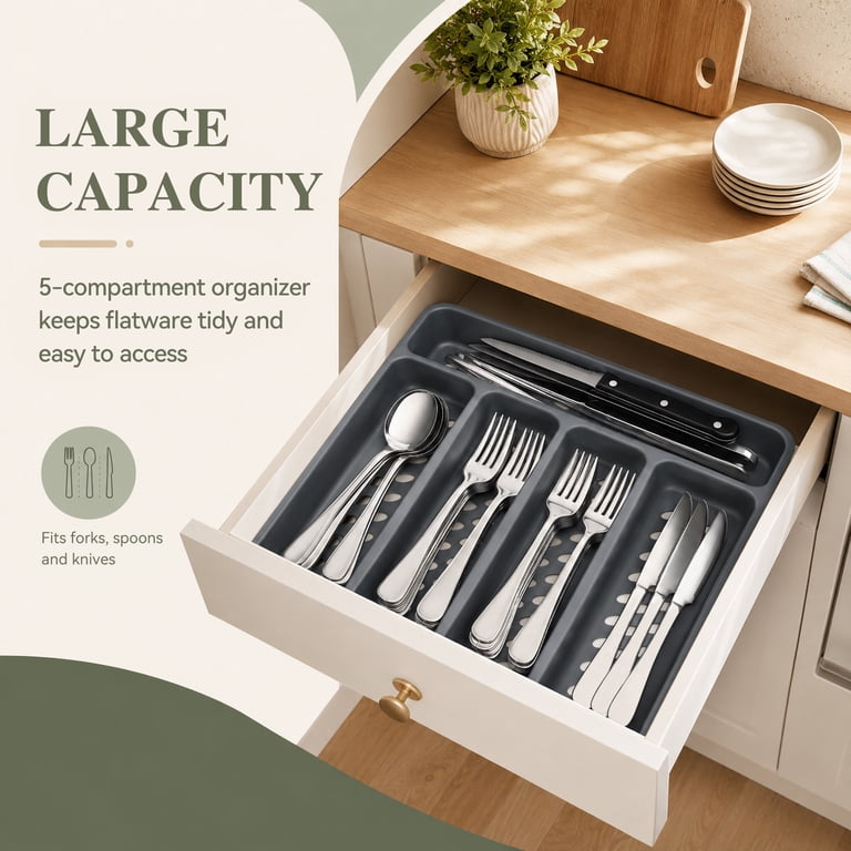 TINANA 48-Piece Silverware Set with Drawer Organizer photo 5